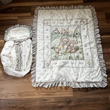 Vtg Daisy Kingdom Lambs  Ivy Baby Comforter Diaper Hanger Teddy Bear Bunnies