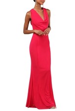 Lulus Stunning Mystery Fuchsia Mesh Cowl Back Mermaid Maxi Dress Sz MED