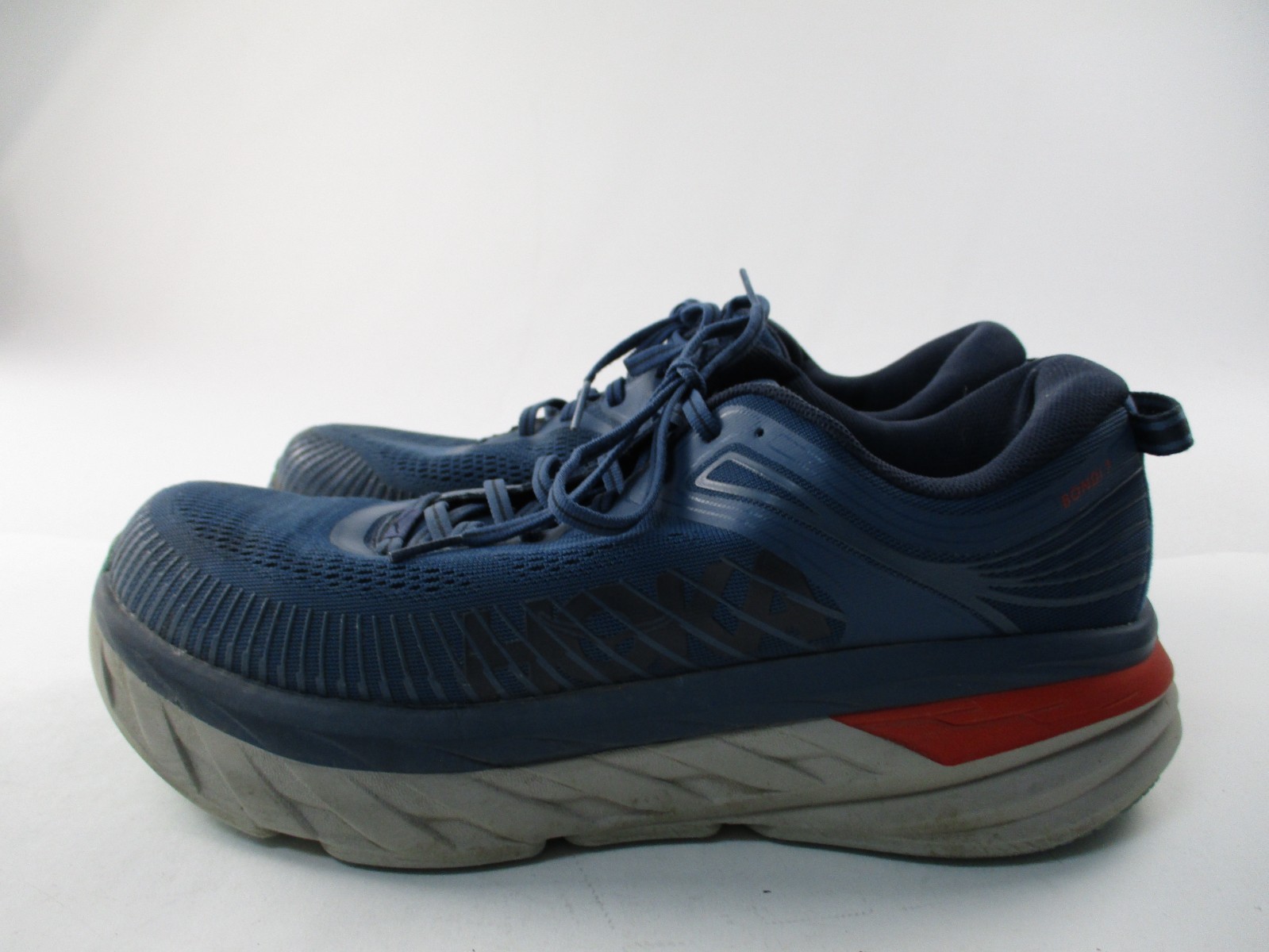 Hoka One One Bondi 7 Running Shoes Sneakers Blue Lace Up Size 10 EE thumbnail 4