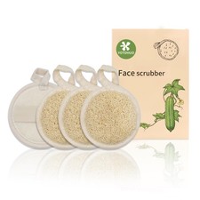 Natural Loofah Face Scrubber 4Pack ,Exfoliating Facial Scrub Pads Made from ...