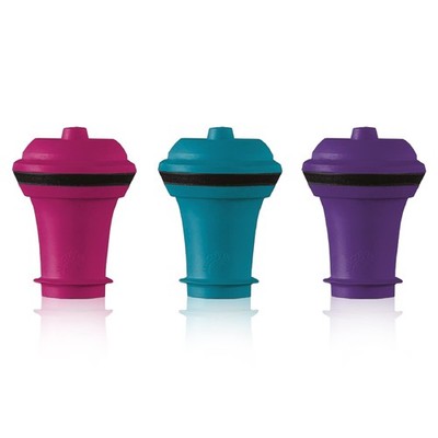 Vacu Vin Wine Saver Vacuum Stoppers-Set of 3, Multicolor, for Bottles-Keep