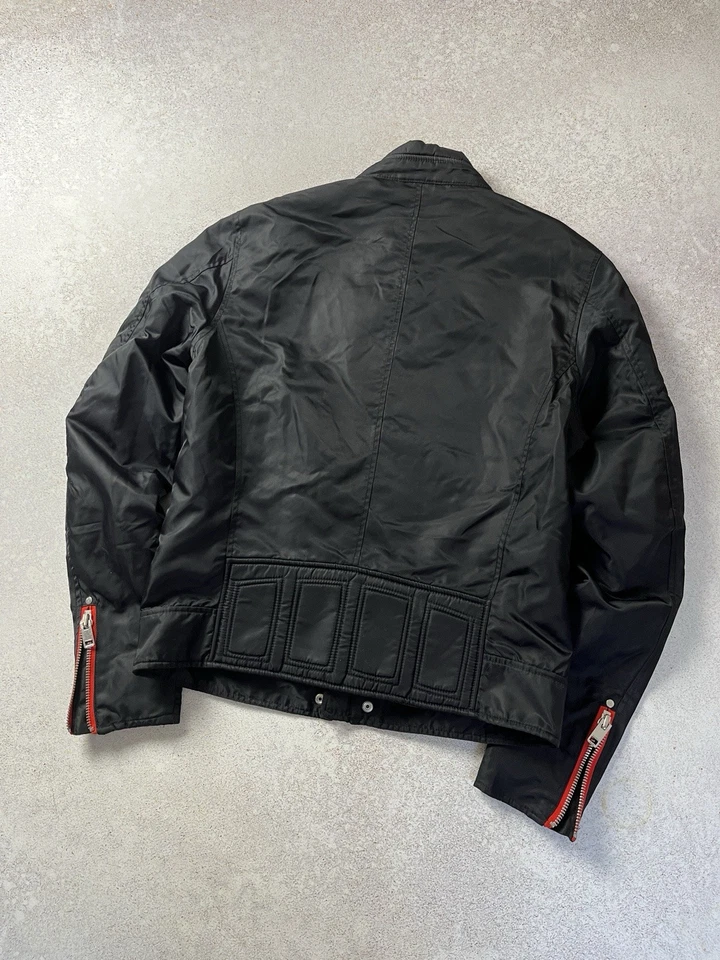 Diesel Jacket Men's Size Medium Bomber Black Red Stripes Moto Zipper Y2K Drip - Image 4 of 4