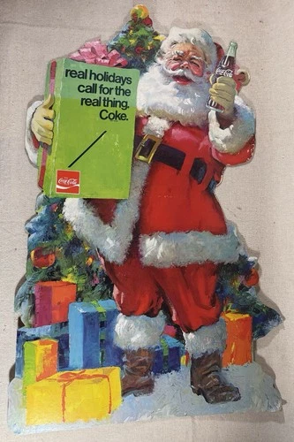 Vintage Coca Cola Coke Santa Claus Holiday Stand Up 26" Cardboard Display Sign