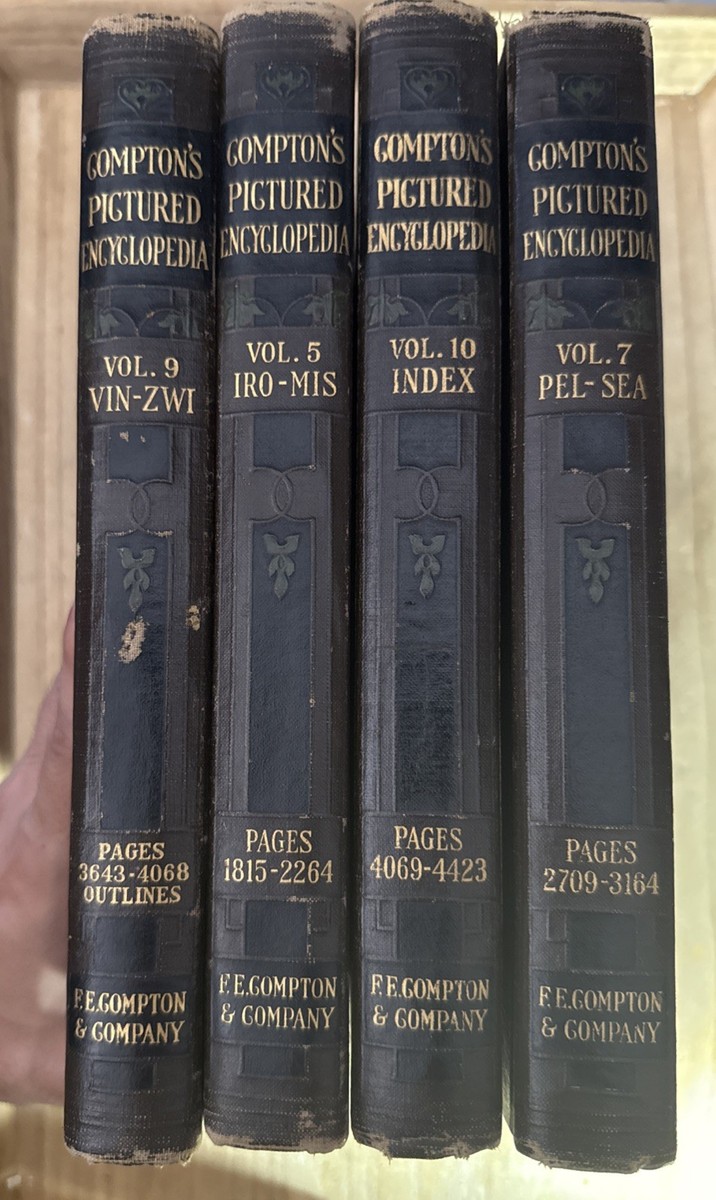 Compton's Pictured Encyclopedia 4 Books 1930 Embossed Vol. 5 7 9