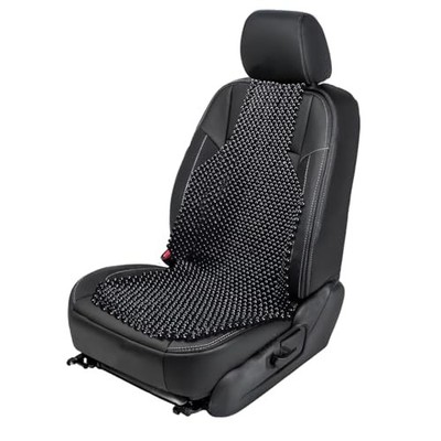 ZONETECH WOOD BEADED SEAT CUSHION PREMIUM QUALITY CAR MASSAGING SE-0005 - BLACK