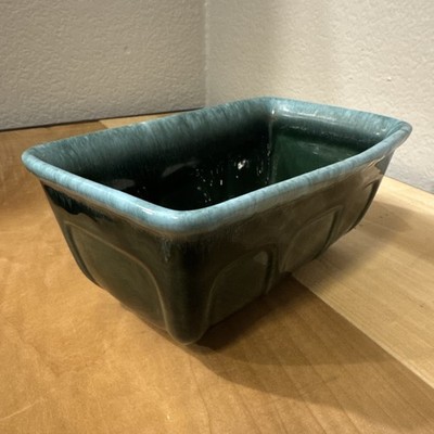 Vintage HULL USA Pottery F469 Blue Green Glazed Rectangular Planter