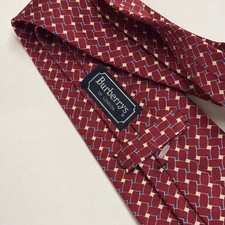 Burberrys of London Tie Red White Blue Silk Geometric Necktie Made in USA. G3