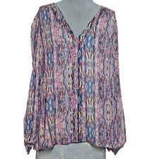 Ella Moss Sheer Multicolor Blouse Size Small 