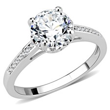 2 Ct White Round Cut CZ Art Deco Fancy Engagement Wedding Ring Rhodium Plated