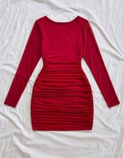 SHEIN Women’s Long Sleeve Red Dress – Size L, Elegant & Stylish