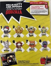 2026 McDonald s Hello Kitty Godzilla Happy Meal Figure Set of 8
