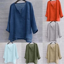 Casual Tops Kaftan T-shirt Mens Linen Cotton Loose Shirts Blouse Baggy