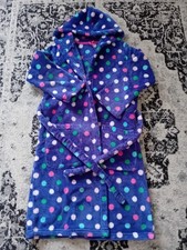 Girls Polka Dot Fleece Dressing Gown Age 7-8 Years By M&S
