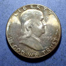 1955 Franklin Half Dollar  Ch. BU Nicely Toned