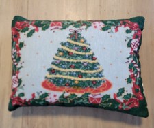 Vintage 17" x 12" Christmas Tapestry Throw Pillow "JOY" Christmas Tree