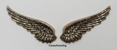 #4148 ANTIQUED BRASS LEFT/RIGHT ANGEL WINGS - 2 Pcs (1 Pair)