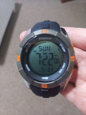 Xonix digital sport watch 100M water resistant black orange