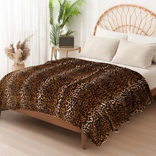 Leopard Printed Twin Size Blanket(60X80Inch), Soft Cozy 290GSM Classic Leopard P