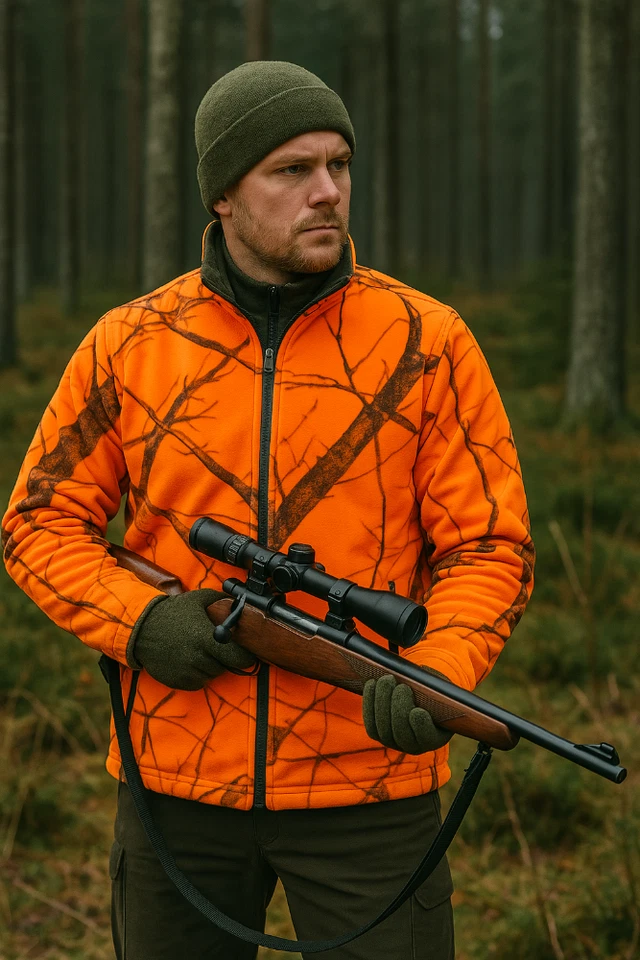 Elutex by Scheibler Wende-Fleecejacke Jagdjacke Winterjacke orange oliv Oefele - Bild 2 von 4