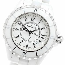 Watch CHANEL H0968 33mm White Ceramic Date Quartz Ladies Watch Used From Japan