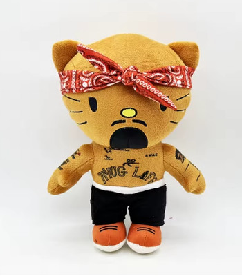 Tupac Hello Kitty Plush - 11'' Hip Hop Legend Thug Life Tattoo Stuffed Toy