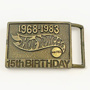 Vintage Hot Wheels 15th Anniversary Brass Belt Buckle 1968-1983 Mattel