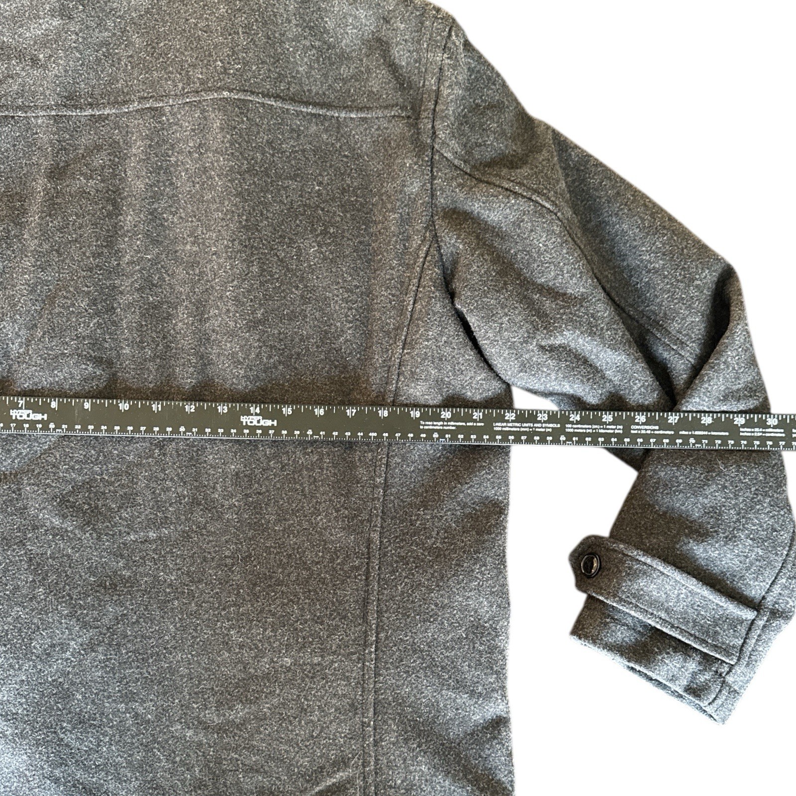 Gap Wool Gray Jacket Button Up Front Pockets Long… - image 8