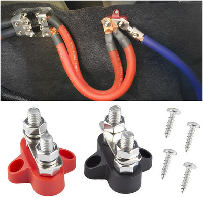 2PCS Dual Stud Battery Junction Block M8 Terminal Post Power Distribution Block