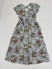 Vintage Carol Anderson California Floral Midi Dress Size 8 Cotton Rayon Easter