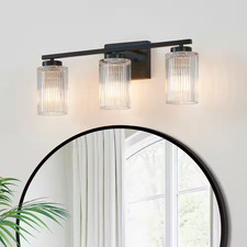 Modern Vanity Light Bathroom Wall Sconce Black Brushed Nickel Glass Fixture