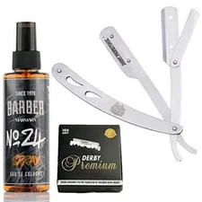 The Shave Factory Straight Edge Razor Kit (Steel Razor/Barber No24 50ml Cologne