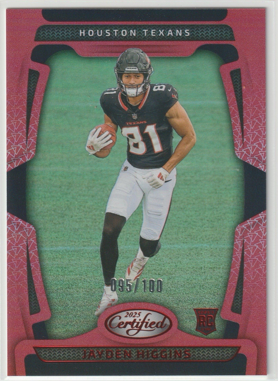 2025 Panini Certified Jayden Higgins RC Mirror Red /100 Houston Texans #130