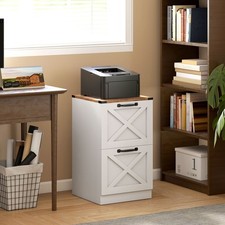 2-Drawer File Cabinet with Farmhouse X-Pattern Fronts, White