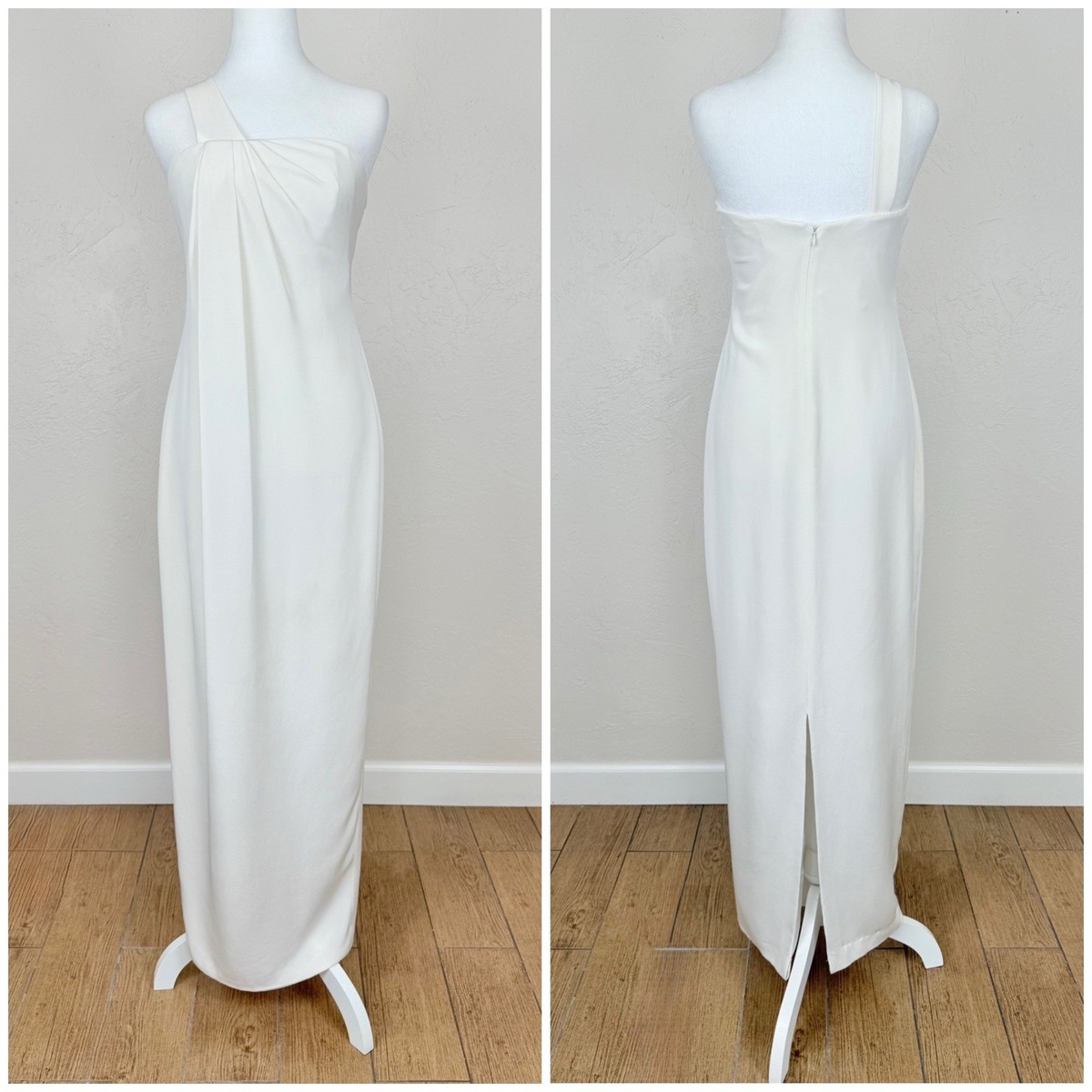 【MARCHESA NOTTE】 ブロケード ミディワンピース Marchesa Notte Ivory Silk One Shoulder Goddess Draped Column