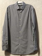 Banana Republic men's gingham dress shirt classic blue  white pattern Size M