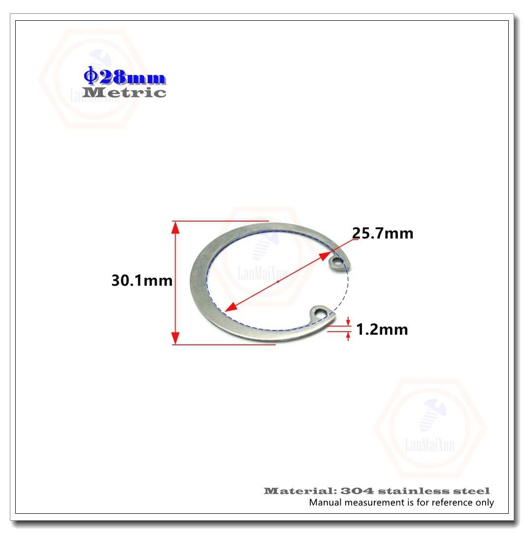 Ф28mm-Ф180mm Internal Retaining Ring Circlip Snap Ring A2 304 Stainless  Steel