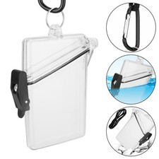 Portable Waterproof Sport Case Key Cash Work ID Card Holder Badge w/Lanyard Clip