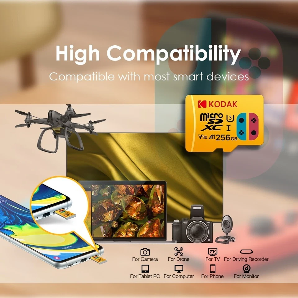 256gb Kodak U3 V30 A1 MicroSD C10 TF SDAdapter - Image 3 of 4