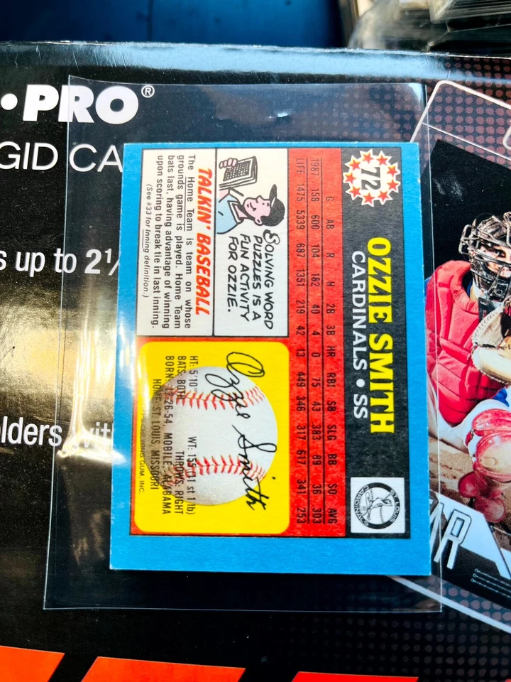 1988 - TOPPS MINI "OZZIE SMITH" BASEBALL CARD  #72   PACK FRESH!! LOOK!! 818 - Image 2 of 2