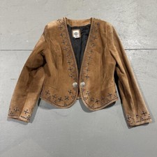 90s Rod’s Leather Cropped Long Sleeve Open Studded Vest Size Large - Cute Punk
