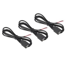 3.28Ft USB 2.0 Female to 2 Pin Bare Wire Pigtail Cable 3pcs 22AWG Power Cords...