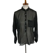 Zara Black Sheer Blouse Small Button Down Officewear Y2K