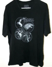 Game of Thrones Black Graphic Four House Sigil Short Sleeve TShirt  Flaw Size XL