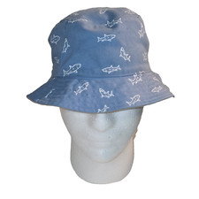 Baby Gap Small-Medium Toddler Sharks Bucket Hat Cap Reversible Blue Tan