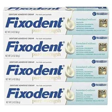Fixodent Pure Strength Secure Denture Adhesive 2.4oz (Pack of 4)