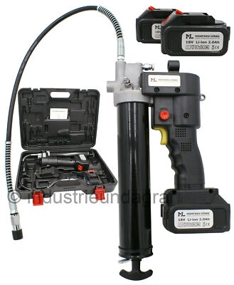 ML Akku Fettpresse 18 V 400 g Einhand Hand Schmier Presse 2 Akkus 2.0 Ah Li-Ion
