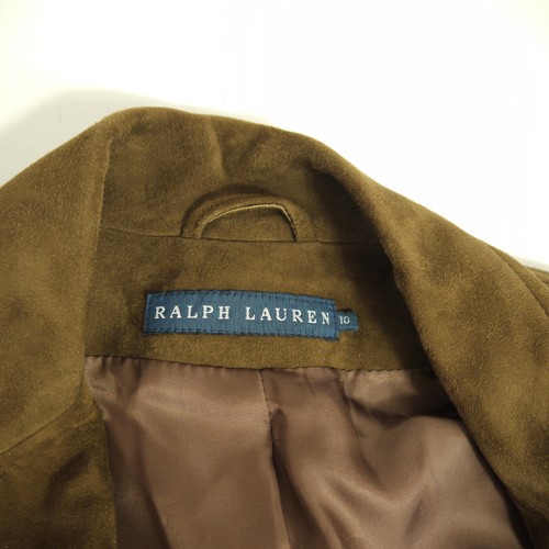 Ralph Lauren giacca scamosciata marrone vintage blazer pelle di capra taglia 10/UK 14 - Foto 7 di 8
