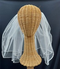 72" Wide Shoulder Length Tiered Ribbon Edge Bridal Veil 15"/18" Tiers M230.13