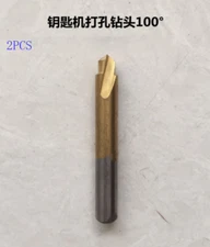 2PCS Vertical Key Machine Parts Titanium Plated Flat Knife 100° Drill Bit