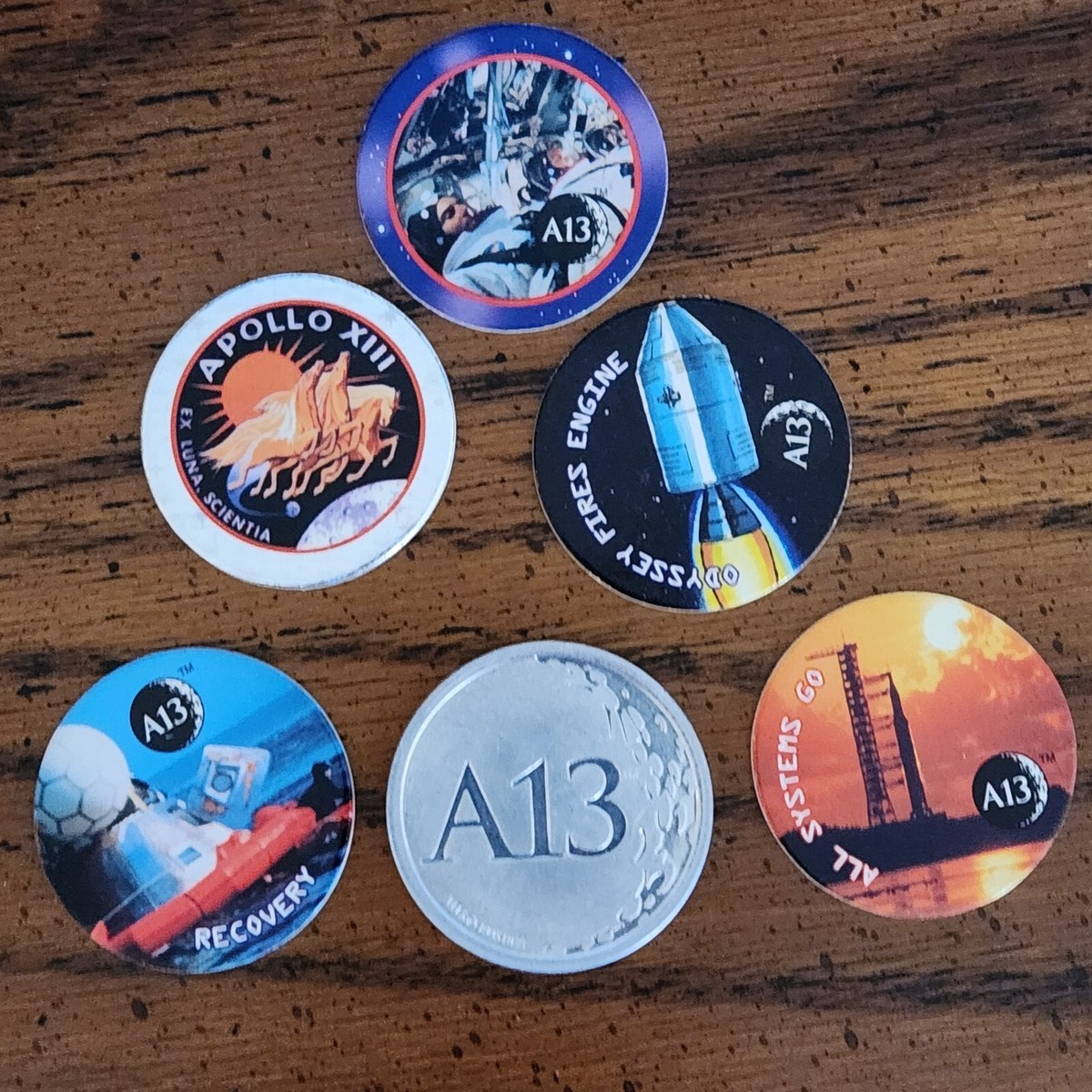 1995 APOLLO 13 Movie HARDEES 5 POGS & 1 Heavy Metal Slammer Moon